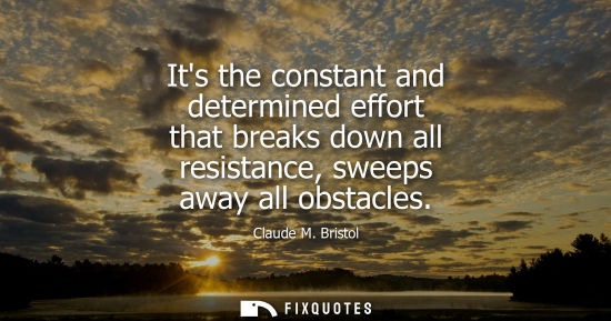 Small: Its the constant and determined effort that breaks down all resistance, sweeps away all obstacles