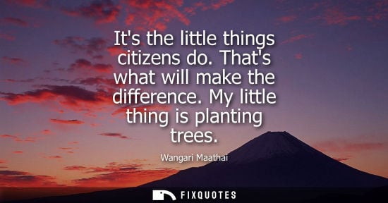 Small: Its the little things citizens do. Thats what will make the difference. My little thing is planting trees - Wa