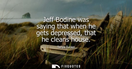 Small: Jeff Bodine was saying that when he gets depressed, that he cleans house - Tanya Tucker