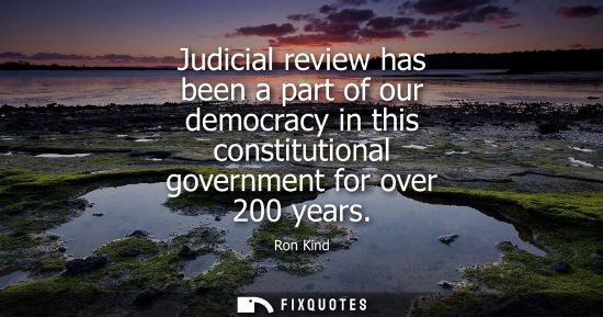 Small: Judicial review has been a part of our democracy in this constitutional government for over 200 years