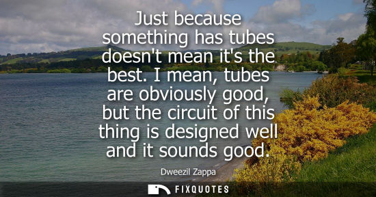 Small: Just because something has tubes doesnt mean its the best. I mean, tubes are obviously good, but the ci