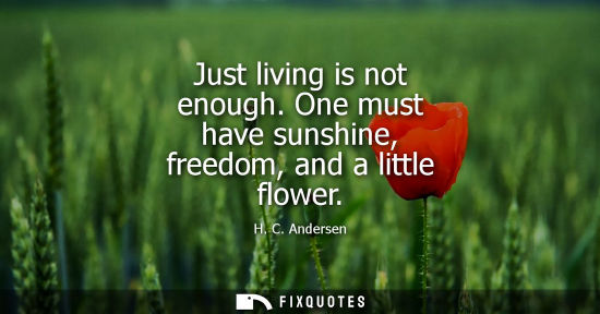 Small: Just living is not enough. One must have sunshine, freedom, and a little flower - H. C. Andersen