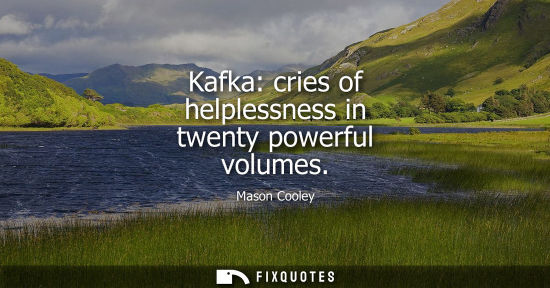 Small: Kafka: cries of helplessness in twenty powerful volumes