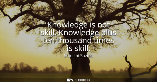 Small: Knowledge is not skill. Knowledge plus ten thousand times is skill