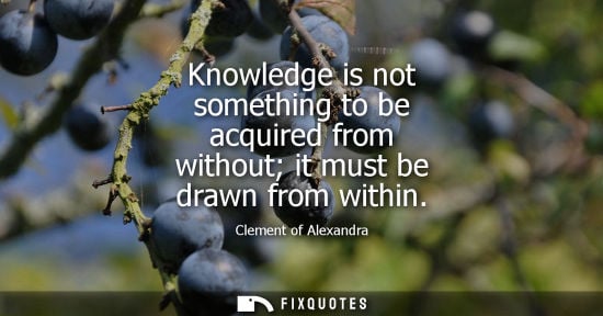 Small: Knowledge is not something to be acquired from without it must be drawn from within