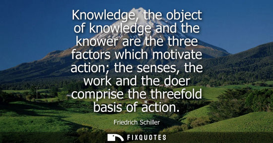 Small: Knowledge, the object of knowledge and the knower are the three factors which motivate action the sense