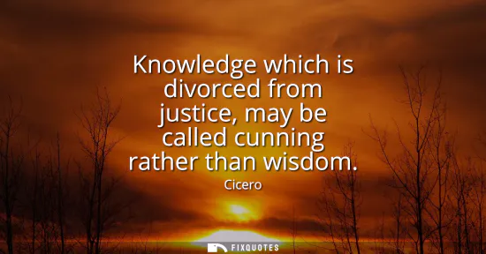 Small: Knowledge which is divorced from justice, may be called cunning rather than wisdom
