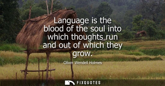 Small: Language is the blood of the soul into which thoughts run and out of which they grow
