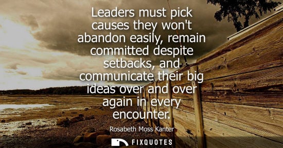 Small: Leaders must pick causes they wont abandon easily, remain committed despite setbacks, and communicate t