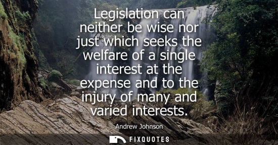 Small: Legislation can neither be wise nor just which seeks the welfare of a single interest at the expense an