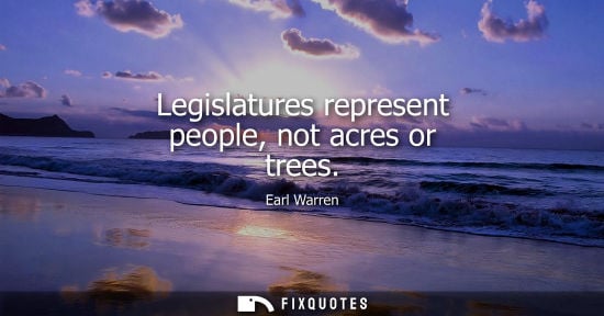 Small: Legislatures represent people, not acres or trees - Earl Warren