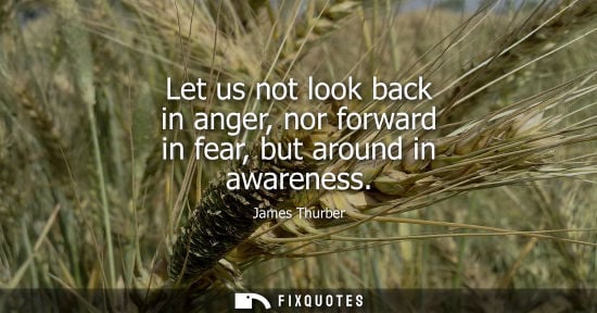 Small: James Thurber: Let us not look back in anger, nor forward in fear, but around in awareness