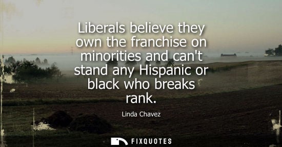 Small: Liberals believe they own the franchise on minorities and cant stand any Hispanic or black who breaks r