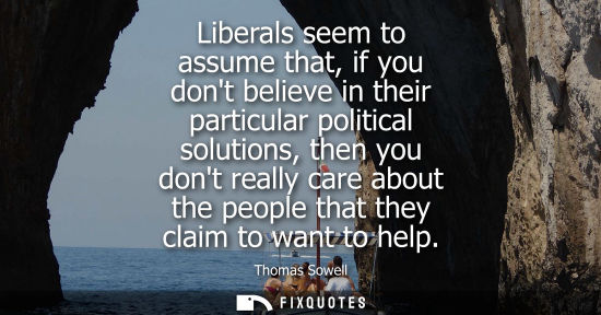 Small: Liberals seem to assume that, if you dont believe in their particular political solutions, then you don