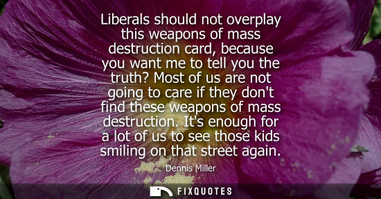 Small: Liberals should not overplay this weapons of mass destruction card, because you want me to tell you the