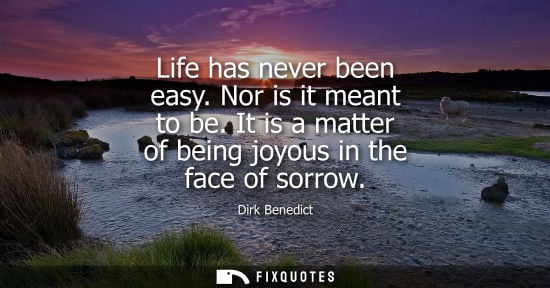 Small: Life has never been easy. Nor is it meant to be. It is a matter of being joyous in the face of sorrow