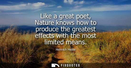 Small: Like a great poet, Nature knows how to produce the greatest effects with the most limited means