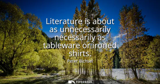 Small: Literature is about as unnecessarily necessarily as tableware or ironed shirts