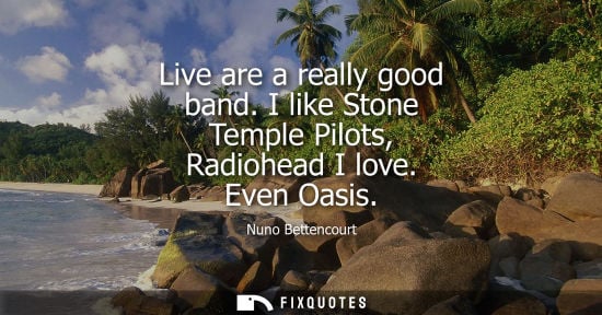 Small: Nuno Bettencourt: Live are a really good band. I like Stone Temple Pilots, Radiohead I love. Even Oasis