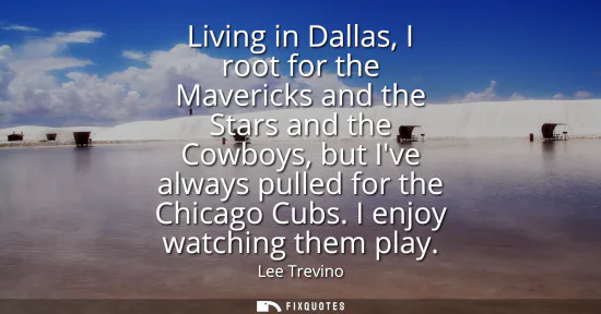 Small: Living in Dallas, I root for the Mavericks and the Stars and the Cowboys, but Ive always pulled for the Chicag
