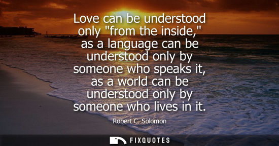 Small: Love can be understood only from the inside, as a language can be understood only by someone who speaks