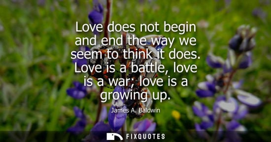 Small: Love does not begin and end the way we seem to think it does. Love is a battle, love is a war love is a growin