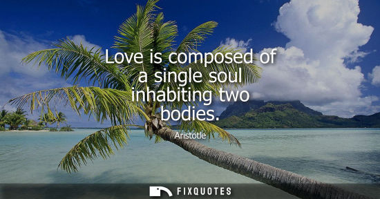 Small: Love is composed of a single soul inhabiting two bodies - Aristotle