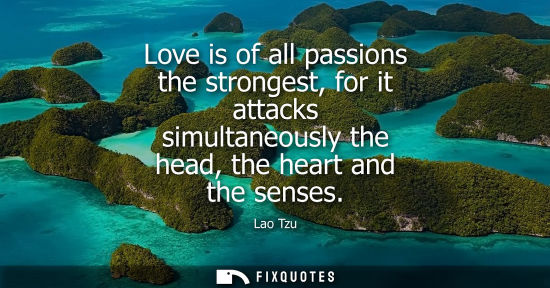 Small: Love is of all passions the strongest, for it attacks simultaneously the head, the heart and the senses