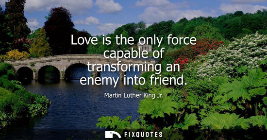 Small: Love is the only force capable of transforming an enemy into friend