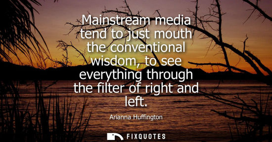 Small: Mainstream media tend to just mouth the conventional wisdom, to see everything through the filter of ri