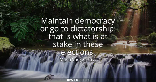 Small: Maintain democracy or go to dictatorship: that is what is at stake in these elections