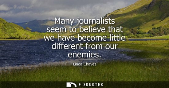 Small: Many journalists seem to believe that we have become little different from our enemies