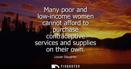 Small: Many poor and low-income women cannot afford to purchase contraceptive services and supplies on their o