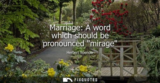 Small: Marriage: A word which should be pronounced mirage - Herbert Spencer