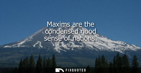 Small: Maxims are the condensed good sense of nations