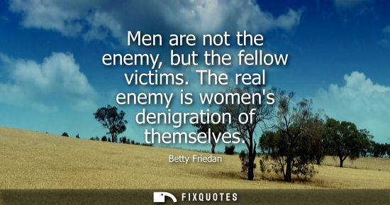 Small: Men are not the enemy, but the fellow victims. The real enemy is womens denigration of themselves