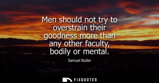 Small: Men should not try to overstrain their goodness more than any other faculty, bodily or mental