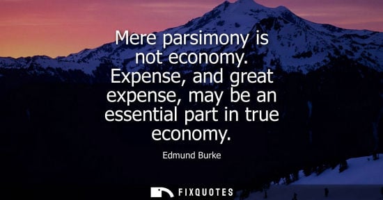 Small: Mere parsimony is not economy. Expense, and great expense, may be an essential part in true economy