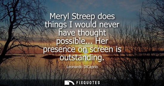 Small: Meryl Streep does things I would never have thought possible... Her presence on screen is outstanding