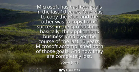 Small: Microsoft has had two goals in the last 10 years. One was to copy the Mac, and the other was to copy Lotus suc