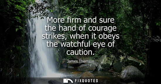 Small: More firm and sure the hand of courage strikes, when it obeys the watchful eye of caution