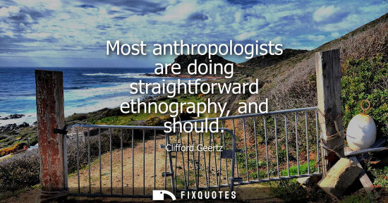 Small: Most anthropologists are doing straightforward ethnography, and should