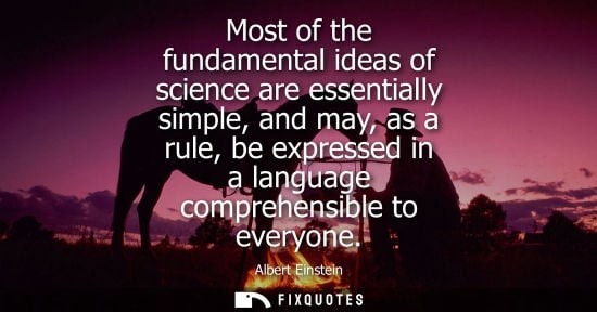 Small: Albert Einstein - Most of the fundamental ideas of science are essentially simple, and may, as a rule, be expr