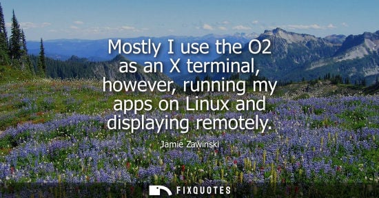 Small: Mostly I use the O2 as an X terminal, however, running my apps on Linux and displaying remotely