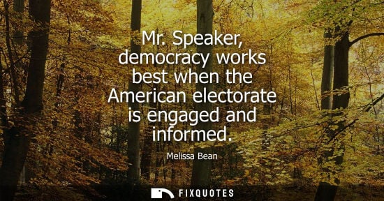 Small: Mr. Speaker, democracy works best when the American electorate is engaged and informed