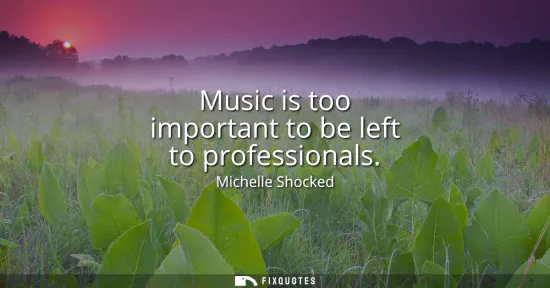 Small: Music is too important to be left to professionals