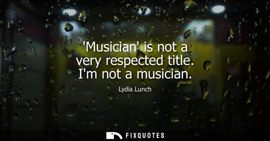 Small: Musician is not a very respected title. Im not a musician
