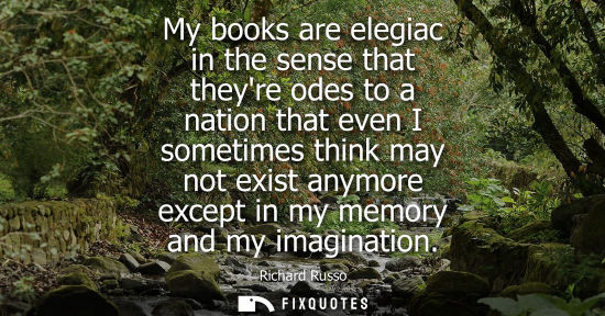 Small: My books are elegiac in the sense that theyre odes to a nation that even I sometimes think may not exis