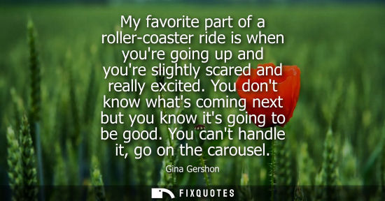 Small: My favorite part of a roller-coaster ride is when youre going up and youre slightly scared and really e