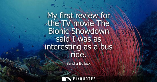 Small: My first review for the TV movie The Bionic Showdown said I was as interesting as a bus ride